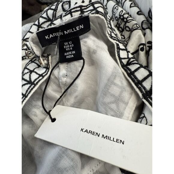 Karen Millen Floral & Geo Embroidered Cutout Maxi Dress US 8 NWT Cotton - Picture 11 of 13